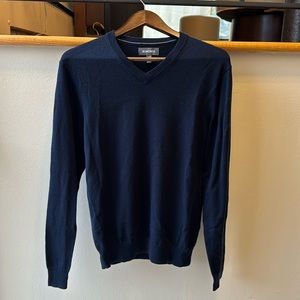 Bonobos Blue 100% Merino Wool V Neck Sweater - Size S Standard